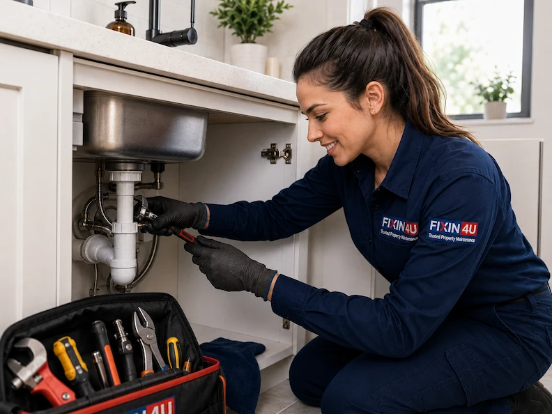 Plumber carrying out a small plumbing installation